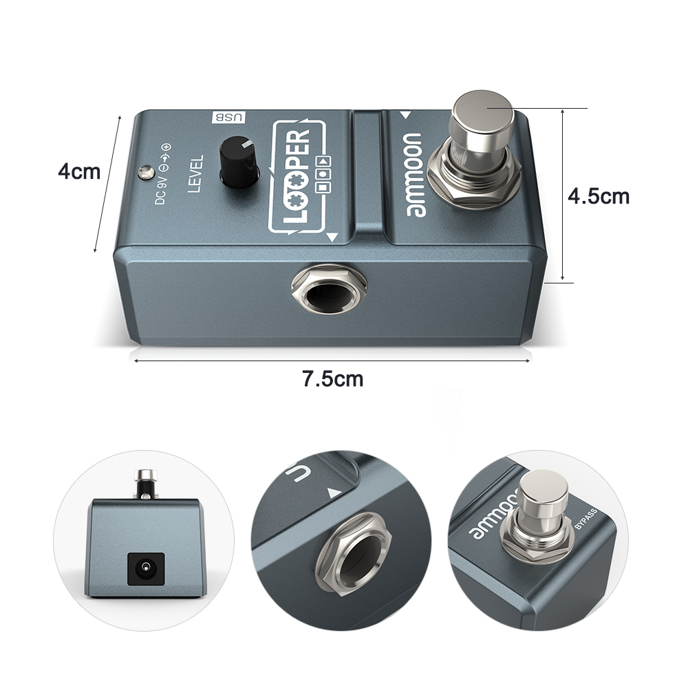 Ammoon-Pedal de efecto de guit - Looper Pedal Guitar reseña y precio